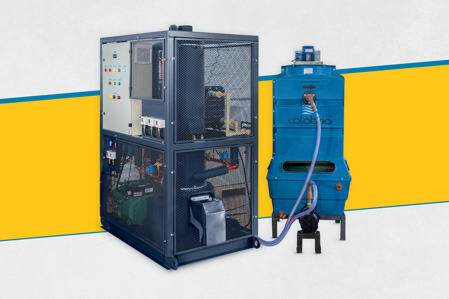 Condensador à água da Calabria para produção de gelo.