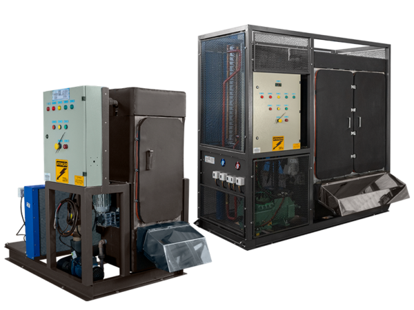 A imagem mostra a máquina de gelo em escamas da Calabria